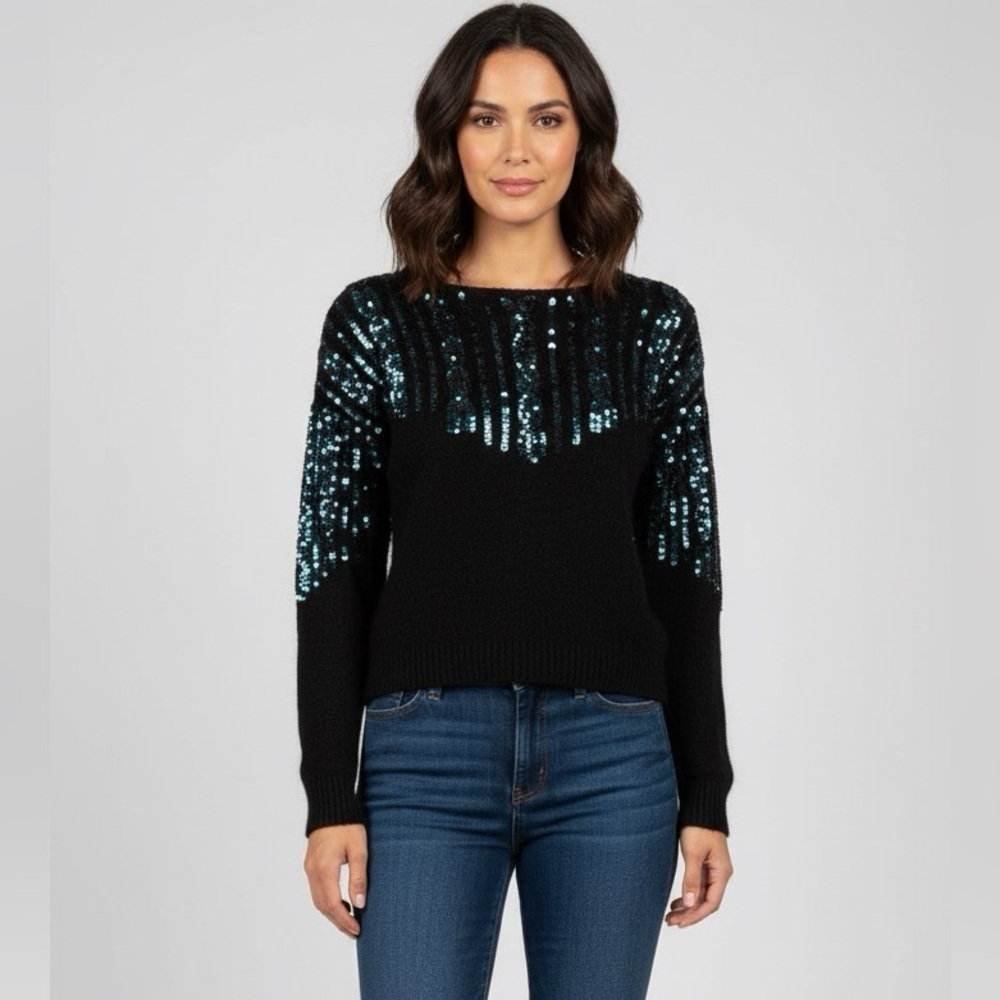 Spice Of life 80s/90s Black Silk /Angora Blend Sequin Women's Sweater